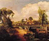 John Constable Famous Paintings - Landscape with Boys Fishing